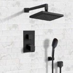 Remer SFH54 Matte Black Thermostatic Shower System with Handheld, Rain Shower Head, Shower Faucet Set
